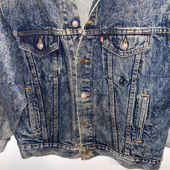 Vintage Levis Denim Trucker Jacket Mens Medium Blue Jean Distressed USA Made - Picture 10 of 16